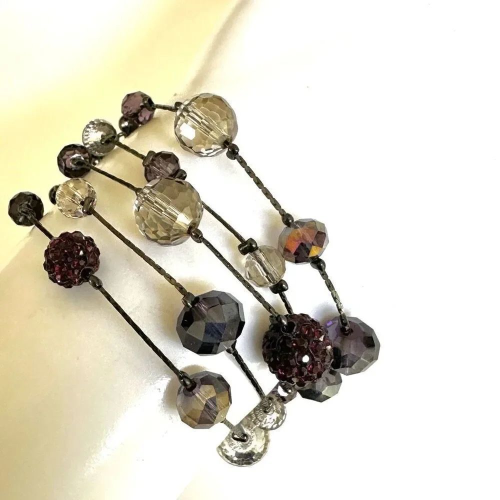 White House Black Market purple crystal beaded multi strand bracelet